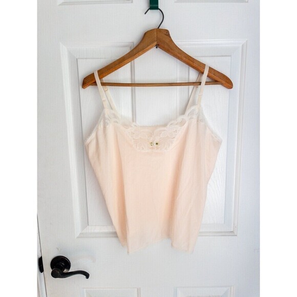 Vintage Pale Pink Lace and Satin Cami Slip Top size Medium - Picture 1 of 7